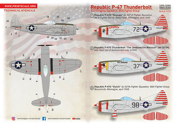 P-47 Thunderbolt, 527th Fighter Squadron, 86th Fighter Group PRS72-540