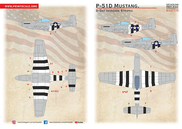 P-51D Mustang. D-Day Invasion Stripes PRS72-544