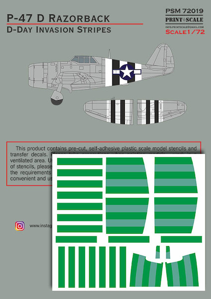 P-47 D Razorback. D-Day Invasion Stripes mask PSM720019