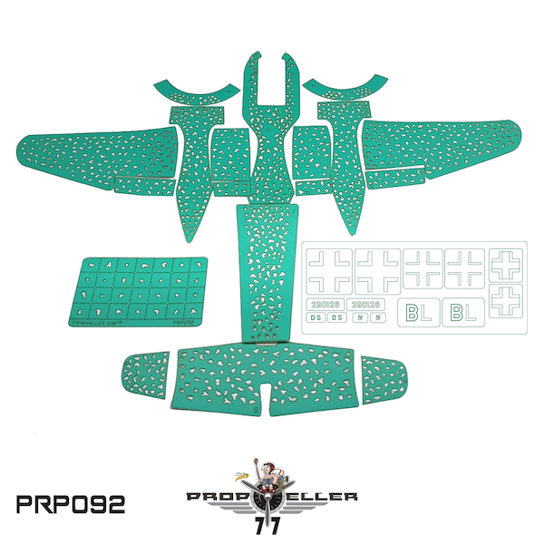 Camouflage Painting Templates for Heinkel He219A-2 WnR 2900009 and masks for crosses and Numbers(Tamiya) prp092