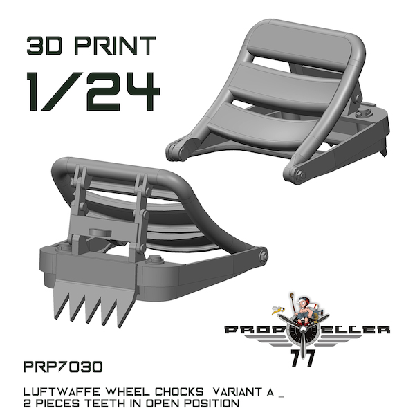 Luftwaffe Wheel Chocks Variant A with theeth in open position (2x) prp7030