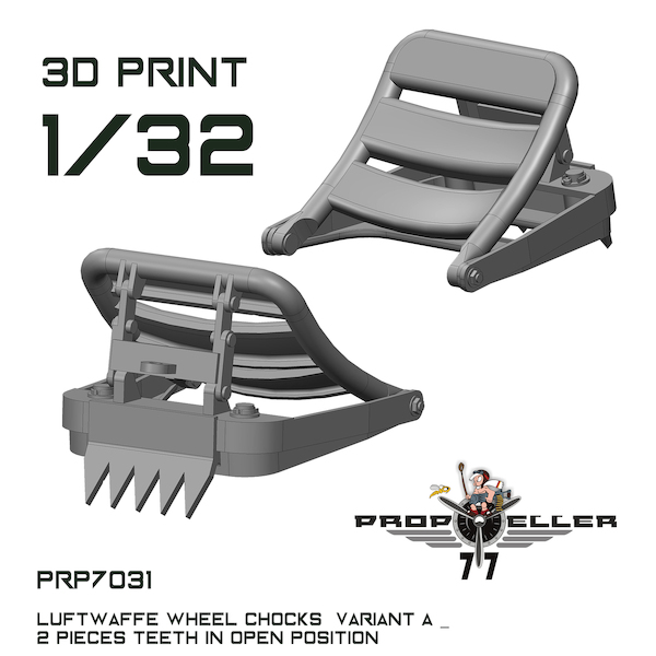 Luftwaffe Wheel Chocks Variant A with theeth in open position (2x) prp7031