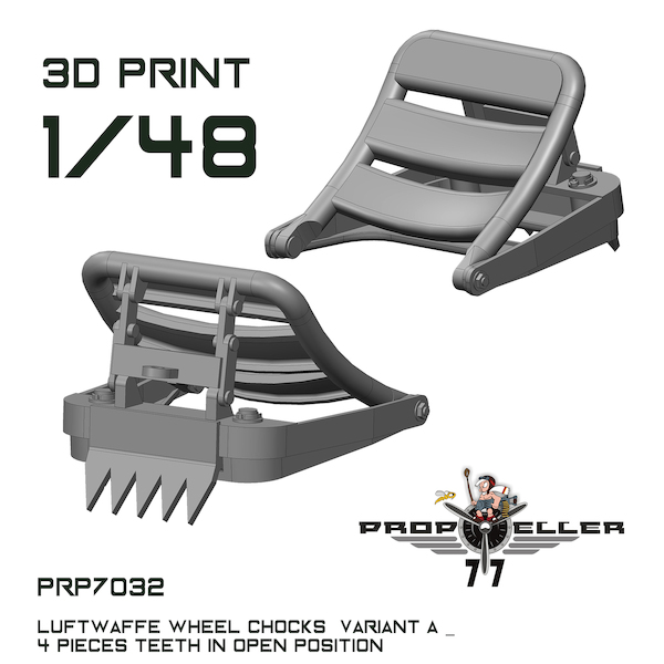 Luftwaffe Wheel Chocks Variant A with theeth in Open position (4x) prp7032