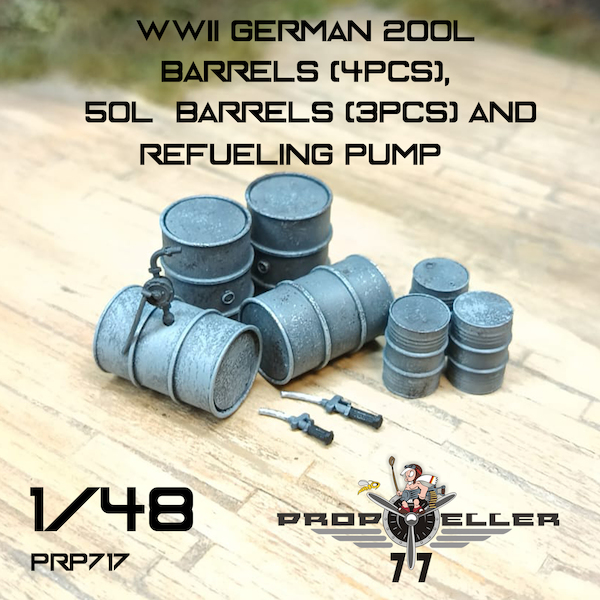 WWII German Barrels and refueling Pump (big set) PRP717