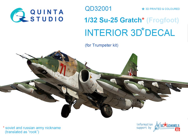 Sukhoi Su25"Gratch"Frogfoot Interior 3D Decal for Trumpeter QD32001