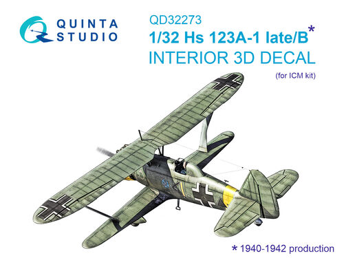 Henschel HS123A-1 late HS123B (1940-1942 production) Interior 3D Decal (ICM) QD32273