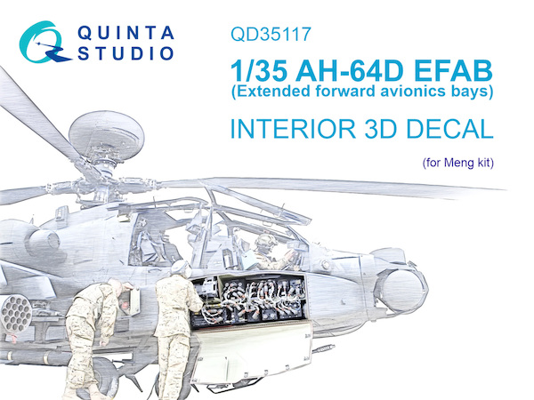 AH64D Apache EFAB (Extended Forward Avionic Bay) Interior 3D Decal  for MENG  QD35117