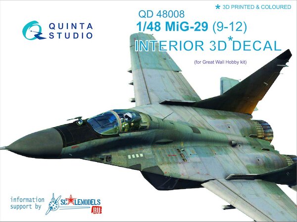 Mikoyan MiG29 (9-12) Fulcrum Interior 3D Decal for Zvezda QD48008