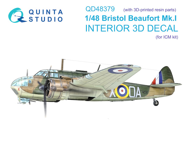 Bristol Beaufort MK1  Interior 3D Decal  and resin parts for ICM  QD+48379