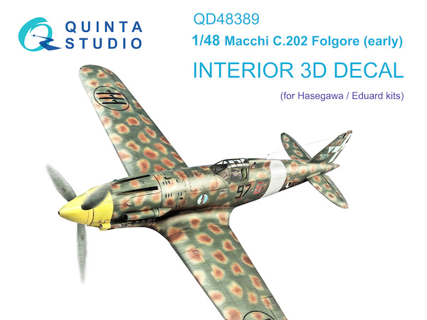 Macchi MC202 Folgore (Early)  Interior 3D Decal  for Hasegawa/Eduard  QD48389