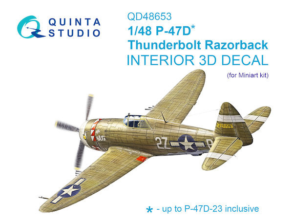 P-47D Thunderbolt Razorback Interior 3D Decal (for Miniart kit) (-up to P-47D-23 inclusive) QD48653