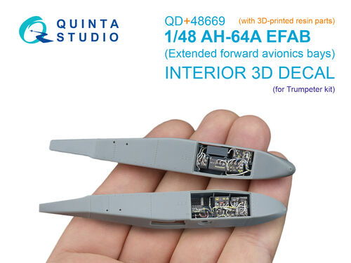 AH64A Apache EFAB (Extended Forward Avionic bays) Interior 3D Decal and resin parts for TrumpeterUMa QD+48669