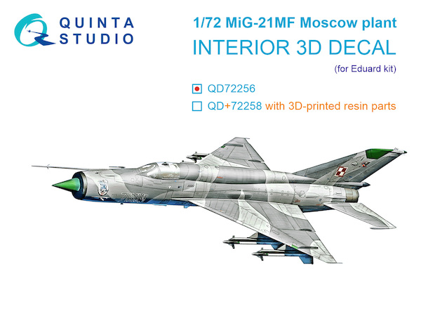 MiG21MF (Moscow Plant) Interior 3D Decal (Eduard) QD72256