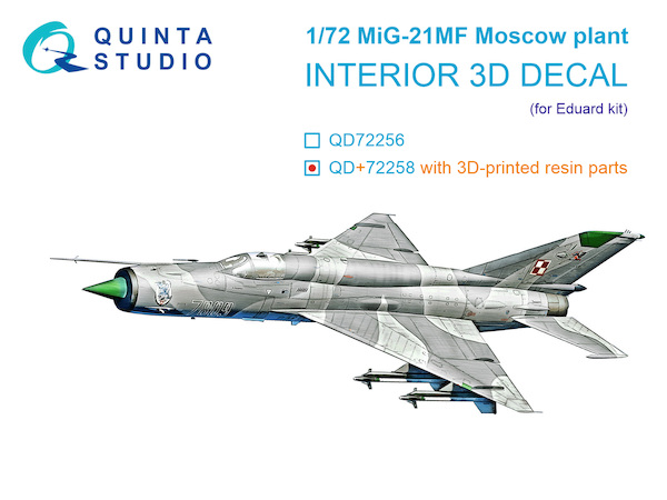 MiG21MF (Moscow Plant) nterior 3D Decal with Resin parts (Eduard) QD+72258