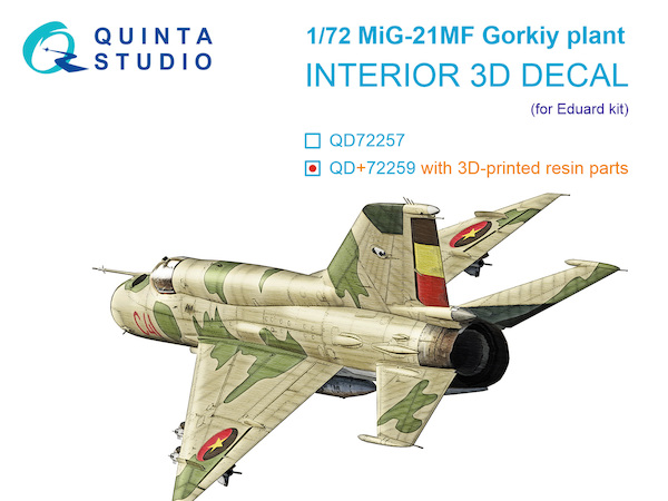 MiG21MF (Gorkiy Plant) Interior 3D Decal with Resin parts (Eduard) QD+72259