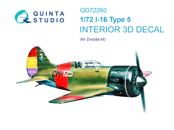 Polikarpov I16 Type 5 Interior 3D Decal (Zvezda) QD72260