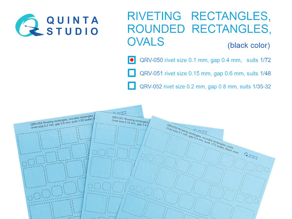 Riveting rectangles, rounded rectangles, ovals black color (rivet size 0.1mm, gap 0.4mm, suits 1/72) QRV-050