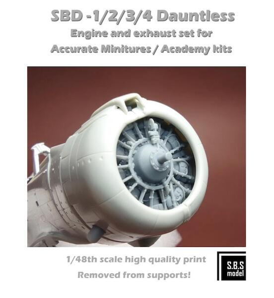SBD-1/2/3/4 Dauntless engine & exhaust set (Accurate  Miniatures, Revell, Academy)  SBS48086