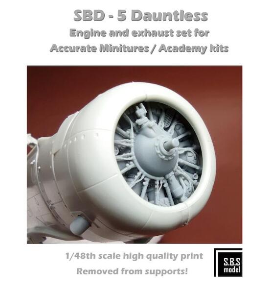 SBD-5 Dauntless engine & exhaust set (Accurate Miniatures, Academy)  SBS48087