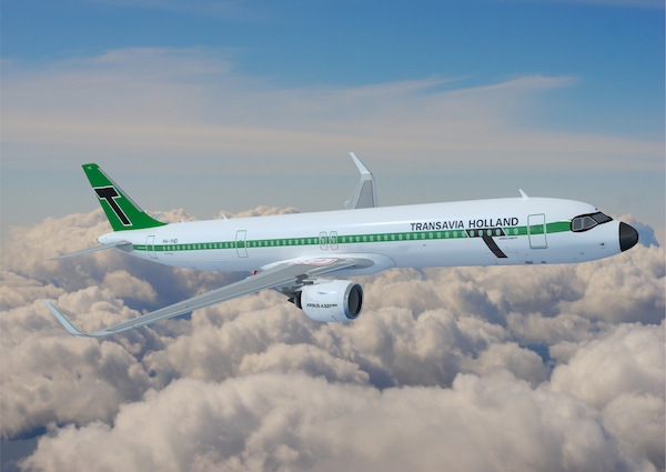 Transavia Retro Airbus A321neo in flight Poster POS-HV RETRO