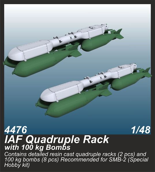 IAF Quadruple Rack with 100 kg Bombs (2 pcs.) / for SMB-2, Saar and Mirage III kits  cmka4476