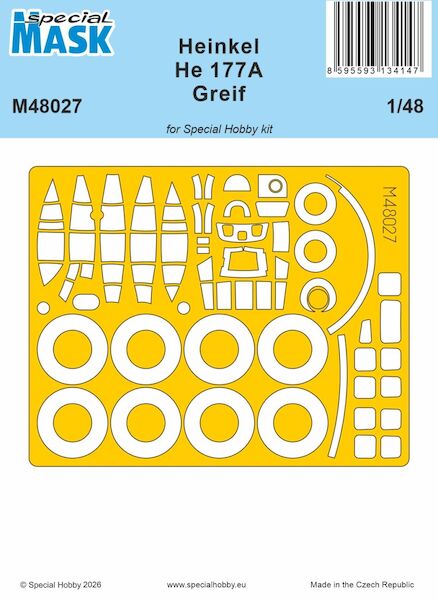 Heinkel He177A Greif Canopy, window and wheel Mask (Special Hobby) m48027