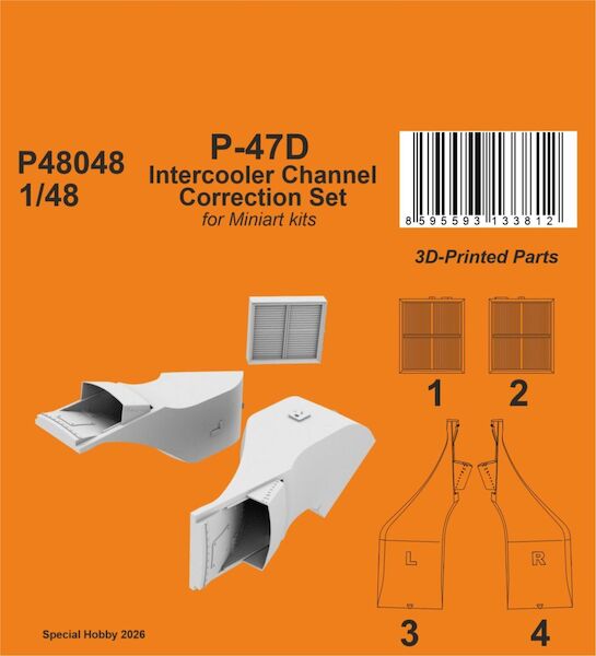 P-47D Thunderbolt Intercooler Channel Correction Set (Mini Art) P48048