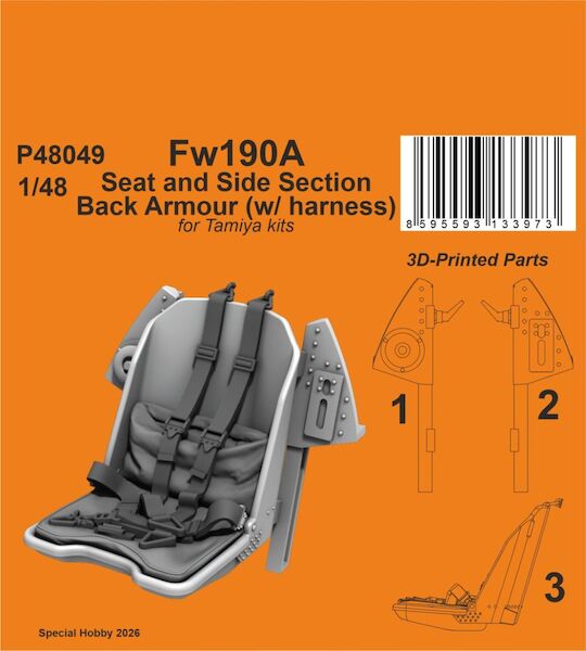 Focke Wulf FW190A Seat and Side Section Back Armour (With Harness) for Tamiya P48049
